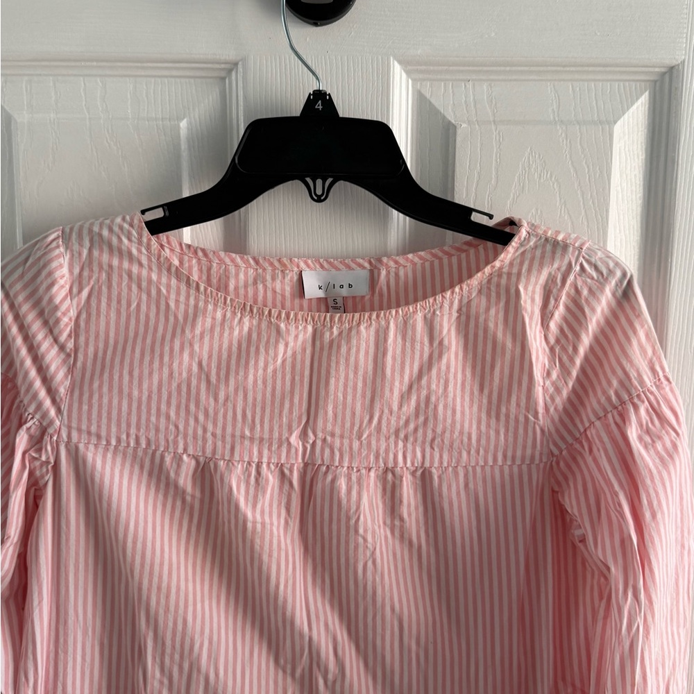 K/Lab Pink and White Striped Flowy Tiered Dress - Picture 2 of 3